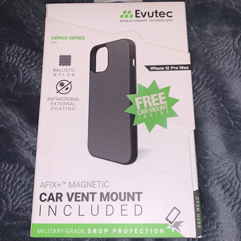 Evutec for iPhone 12 Pro Max Aergo Series Ballistic Nylon Case Cover Black.